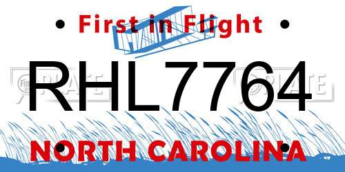 RHL7764 North Carolina License Plate