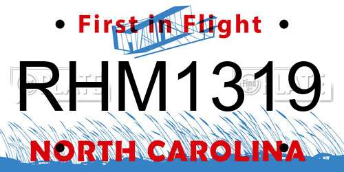 RHM1319 North Carolina License Plate