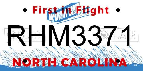 RHM3371 North Carolina License Plate