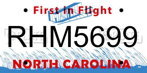 RHM5699 North Carolina License Plate