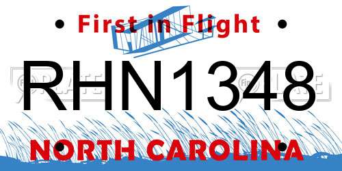 RHN1348 North Carolina License Plate