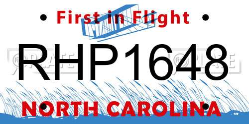 RHP1648 North Carolina License Plate