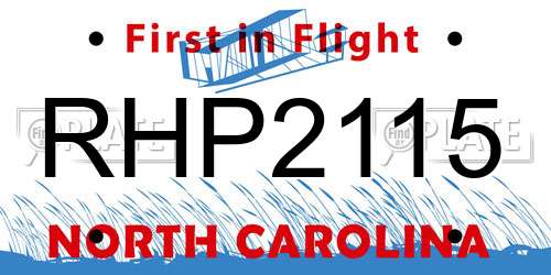 RHP2115 North Carolina License Plate