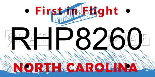 RHP8260 North Carolina License Plate