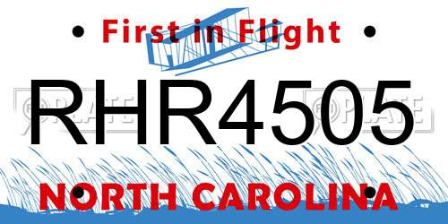 RHR4505 North Carolina License Plate