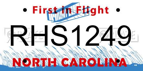 RHS1249 North Carolina License Plate