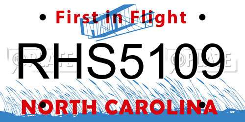 RHS5109 North Carolina License Plate