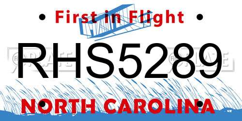 RHS5289 North Carolina License Plate