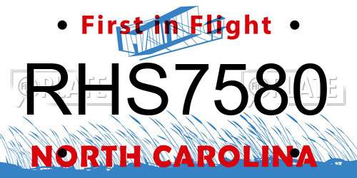 RHS7580 North Carolina License Plate