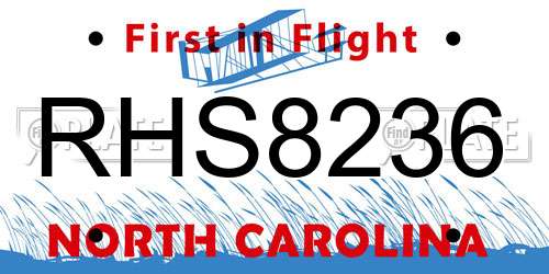 RHS8236 North Carolina License Plate