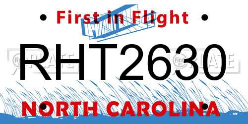 RHT2630 North Carolina License Plate