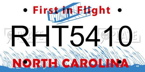 RHT5410 North Carolina License Plate