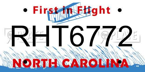 RHT6772 North Carolina License Plate