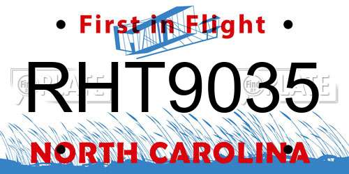 RHT9035 North Carolina License Plate