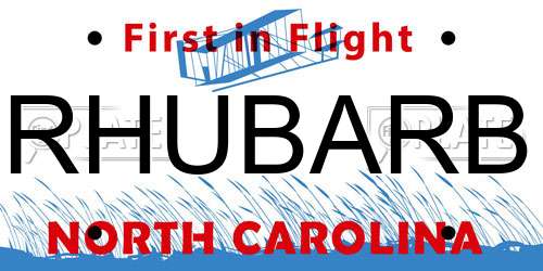 RHUBARB North Carolina License Plate