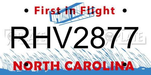 RHV2877 North Carolina License Plate