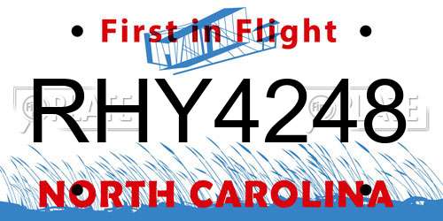 RHY4248 North Carolina License Plate
