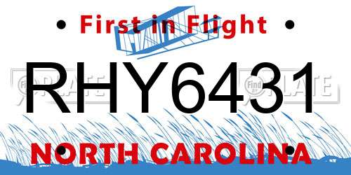 RHY6431 North Carolina License Plate
