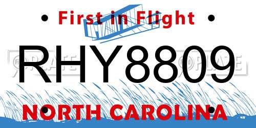 RHY8809 North Carolina License Plate