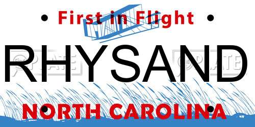 RHYSAND North Carolina License Plate