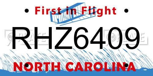 RHZ6409 North Carolina License Plate