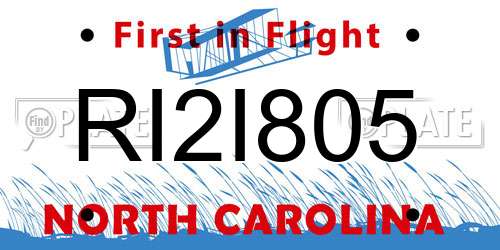 RI2I805 North Carolina License Plate