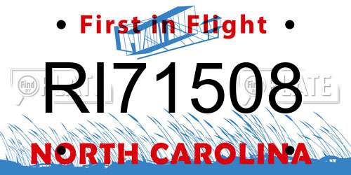 RI71508 North Carolina License Plate