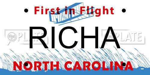 RICHA North Carolina License Plate
