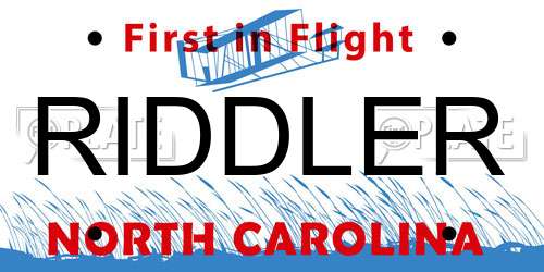 RIDDLER North Carolina License Plate