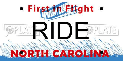 RIDE North Carolina License Plate