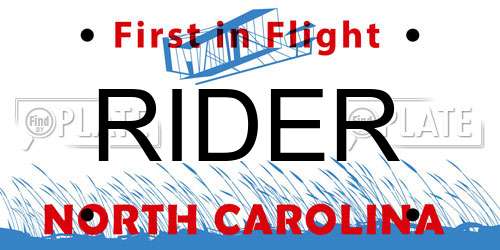 RIDER North Carolina License Plate