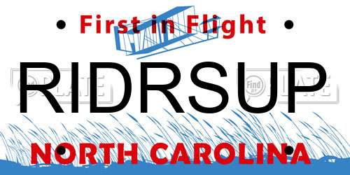 RIDRSUP North Carolina License Plate