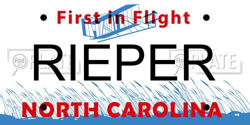 RIEPER North Carolina License Plate
