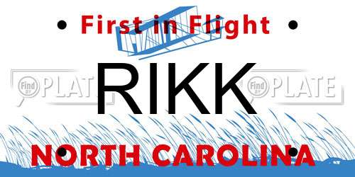 RIKK North Carolina License Plate