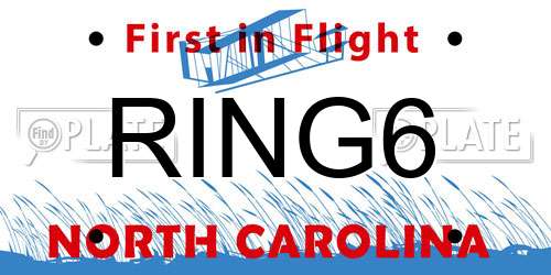 RING6 North Carolina License Plate