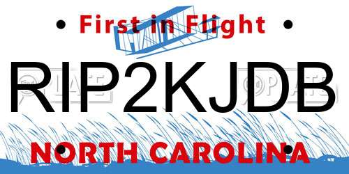 RIP2KJDB North Carolina License Plate