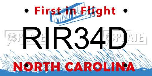 RIR34D North Carolina License Plate
