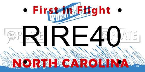 RIRE40 North Carolina License Plate
