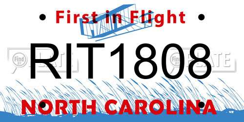 RIT1808 North Carolina License Plate
