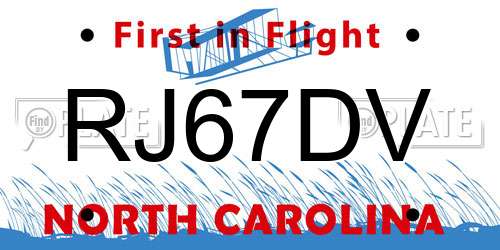 RJ67DV North Carolina License Plate