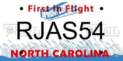 RJAS54 North Carolina License Plate