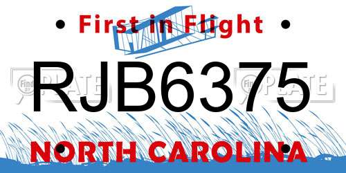 RJB6375 North Carolina License Plate