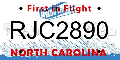 RJC2890 North Carolina License Plate