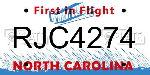 RJC4274 North Carolina License Plate