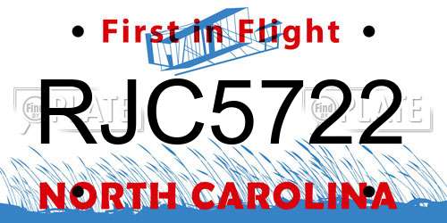RJC5722 North Carolina License Plate
