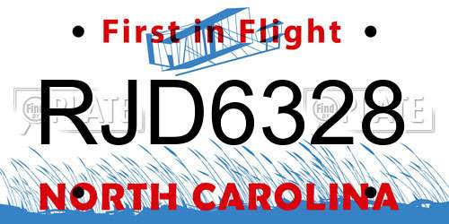 RJD6328 North Carolina License Plate