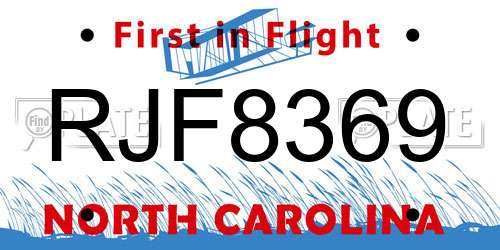 RJF8369 North Carolina License Plate