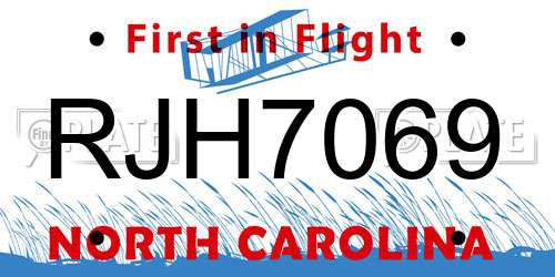 RJH7069 North Carolina License Plate