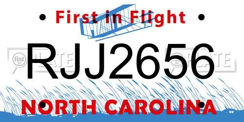 RJJ2656 North Carolina License Plate