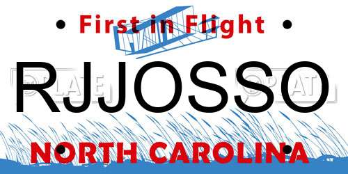 RJJOSSO North Carolina License Plate